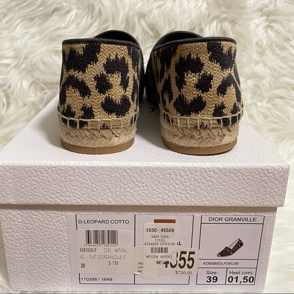 CHRISTIAN DIOR LOGO EMBROIDERED LEOPARD PRINT GRANVILLE ESPADRILLE 39 - Picture 10 of 12